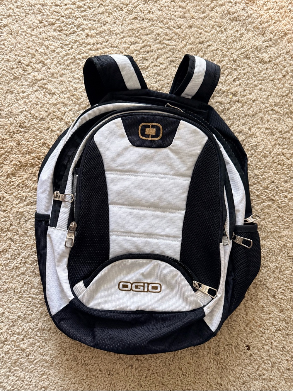 OGIO Backpack Black White Laptop School Travel Bookbag Multi Pocket Unisex